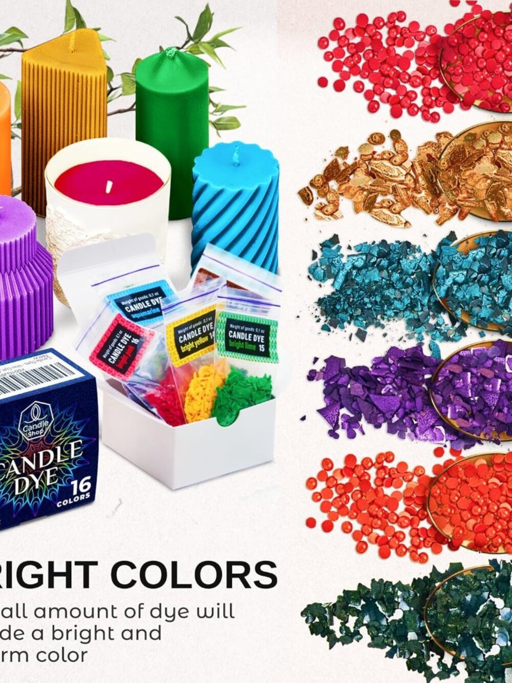 Candle Wax Dye for Soy Wax Candle Making - 16 Vivid Candle Dye Coloring Chips – - Picture 3 of 8